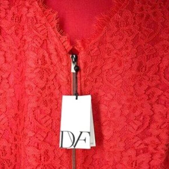 ✨NWT! Diane von Furstenberg Designer Red ZARITA Lace Sheath Dress - Picture 8 of 12